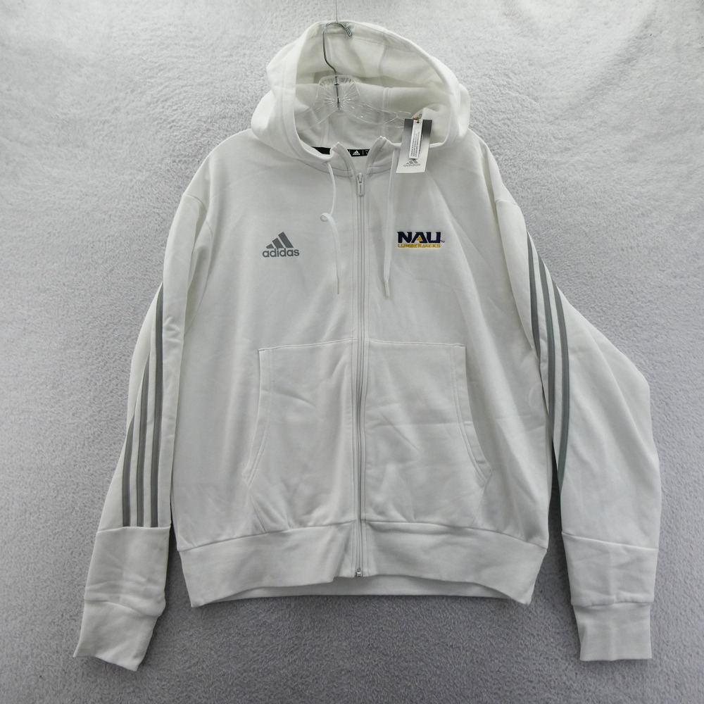 Adidas Hoodie Women Large NAU Lumberjacks White Full Zip New Fleece Sweatshirt